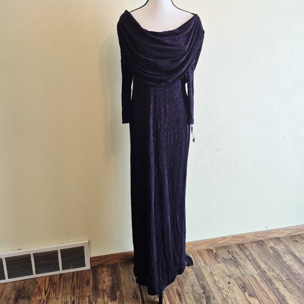 Alex Evenings Gown Black Off Shoulder Size 12